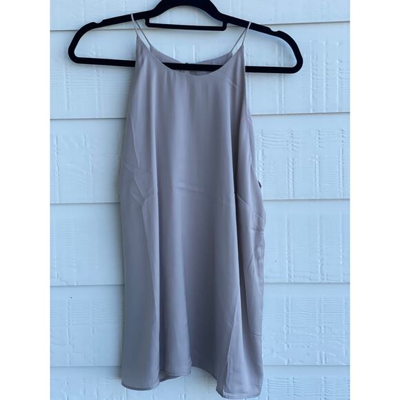 H&M taupe neutral spaghetti strap silky top L NWOT - Picture 1 of 11